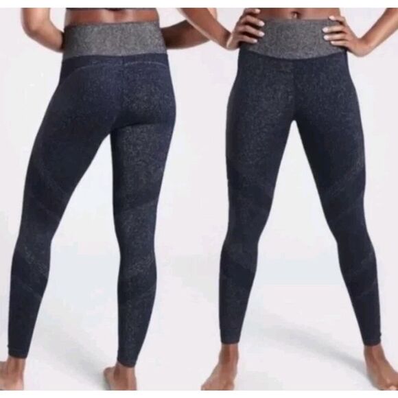 Athleta Twilight Tight Blue Silver Sparkle Shimmer Leggings Medium Gorpcore Gym - Picture 1 of 14